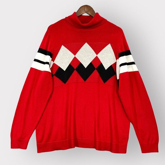 Lane Bryant‎ Pullover Sweater Women Size 18/20 Red Diamond-Print Turtleneck W49 - Picture 1 of 14